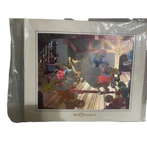 Vintage Walt Disney Snow White & The Seven Dwarfs Dufex Silver Foil Lithograph